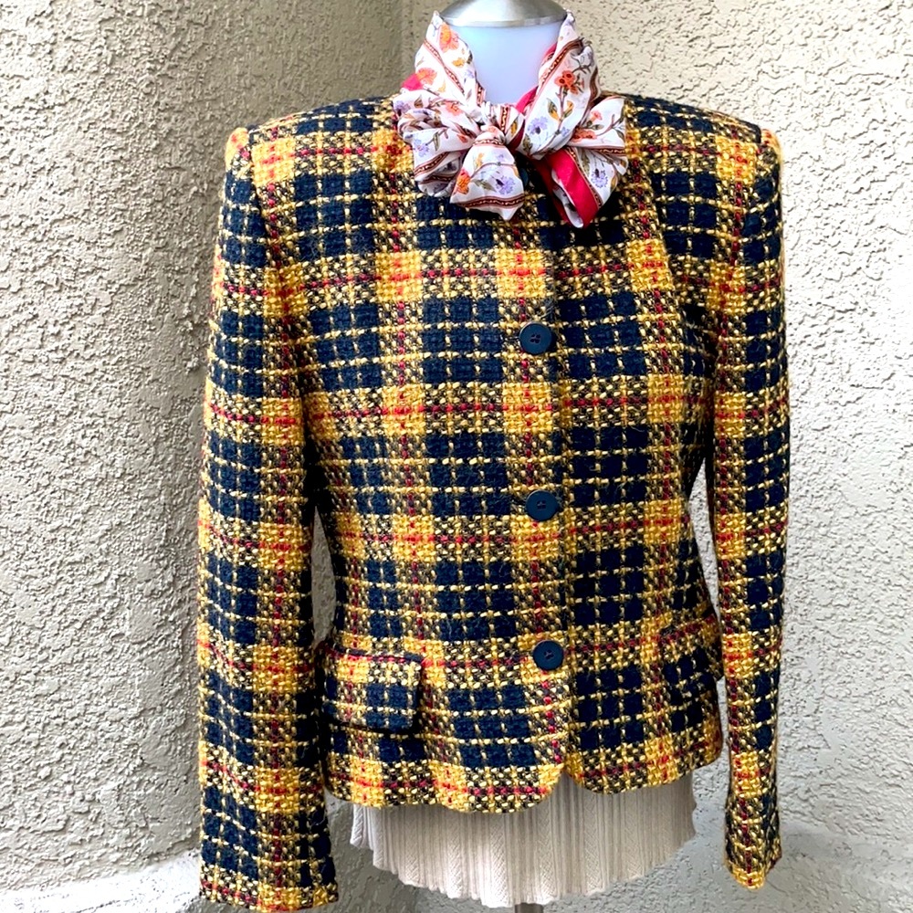 Vintage gold/black Jones New York wool jacket
